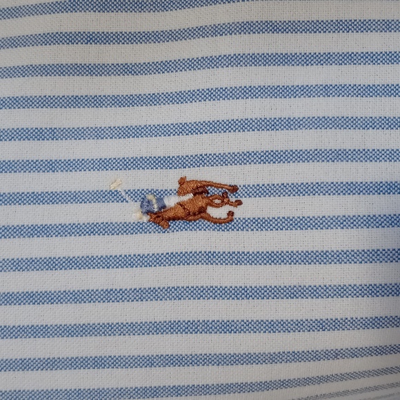 🐎Ralph Lauren🐎 - Men's Blue/White Stripe L/S Oxford Button Down - Picture 5 of 15